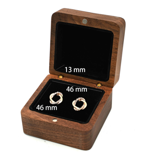 Boîte carrée en bois pour exposition de boucles d’oreilles