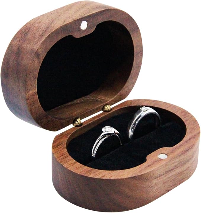 Boîte en bois personnalisée pour deux bagues