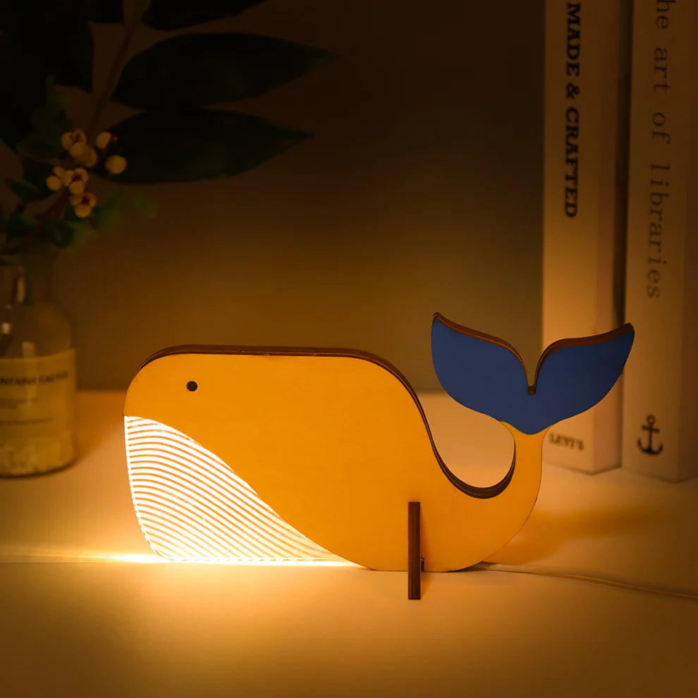 Lampe veilleuse LED Animaux en bois
