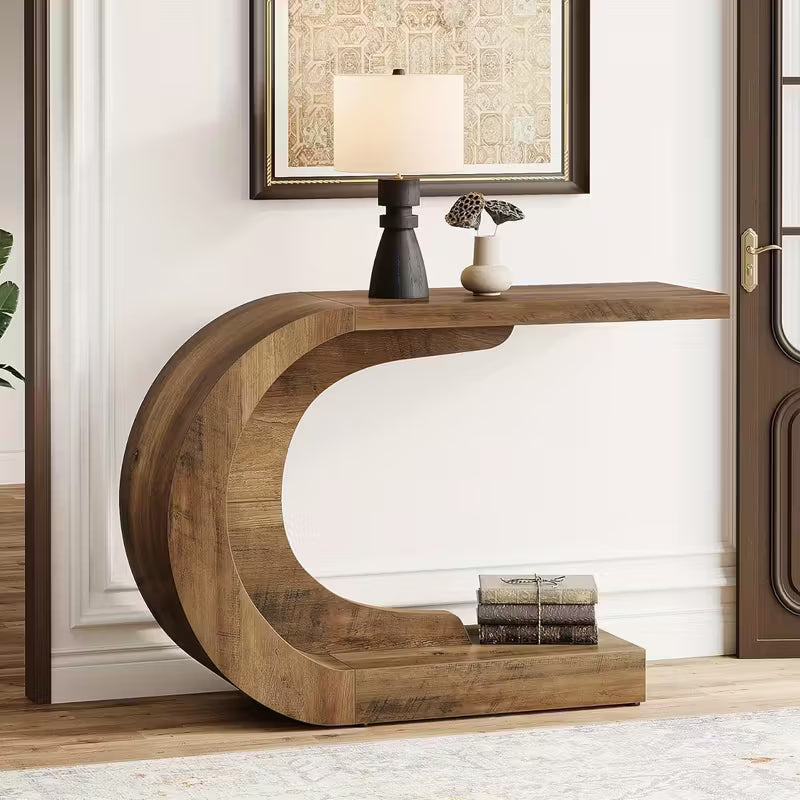 Table console rétro chic en bois massif