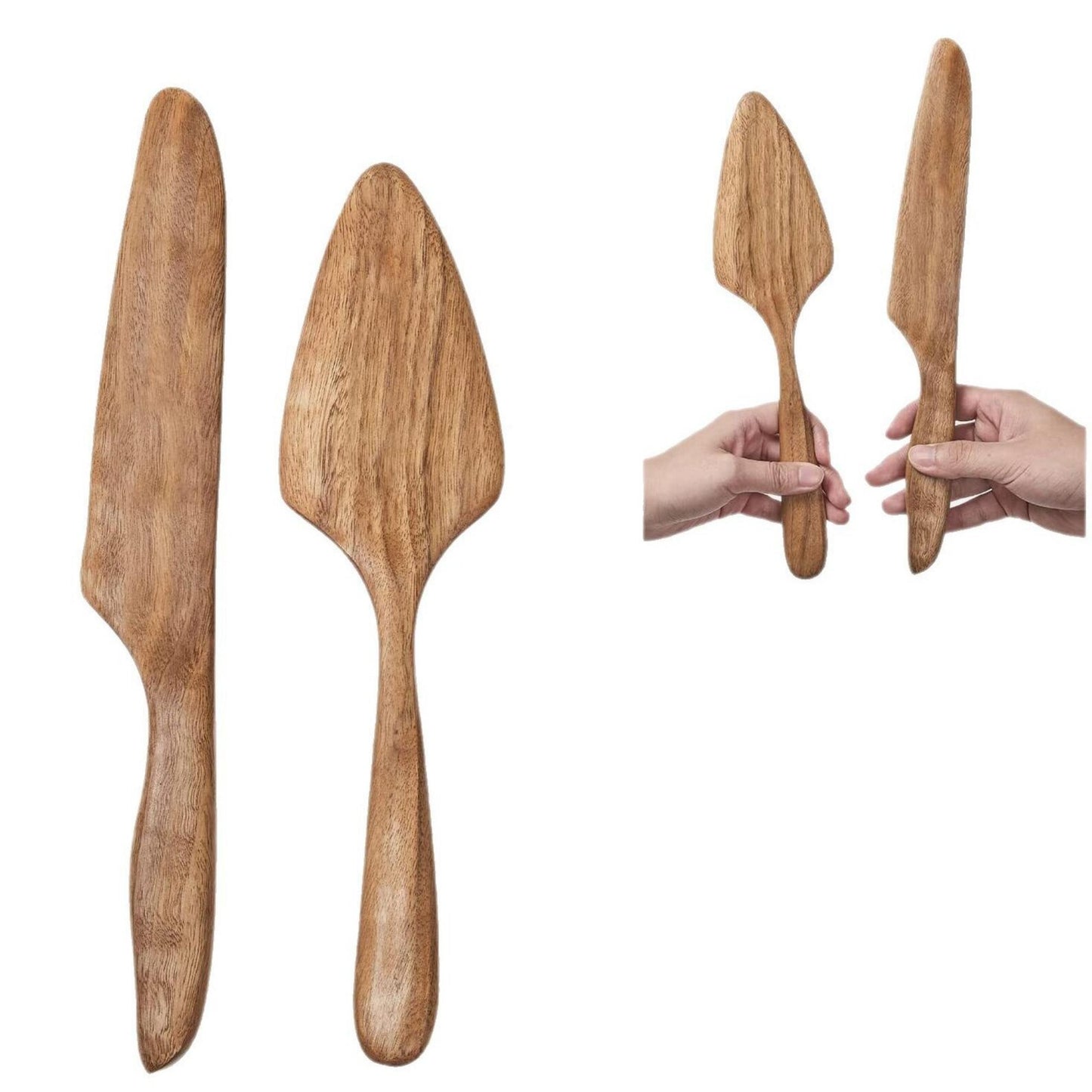 Ustensiles de service à gâteau en bois d’acacia
