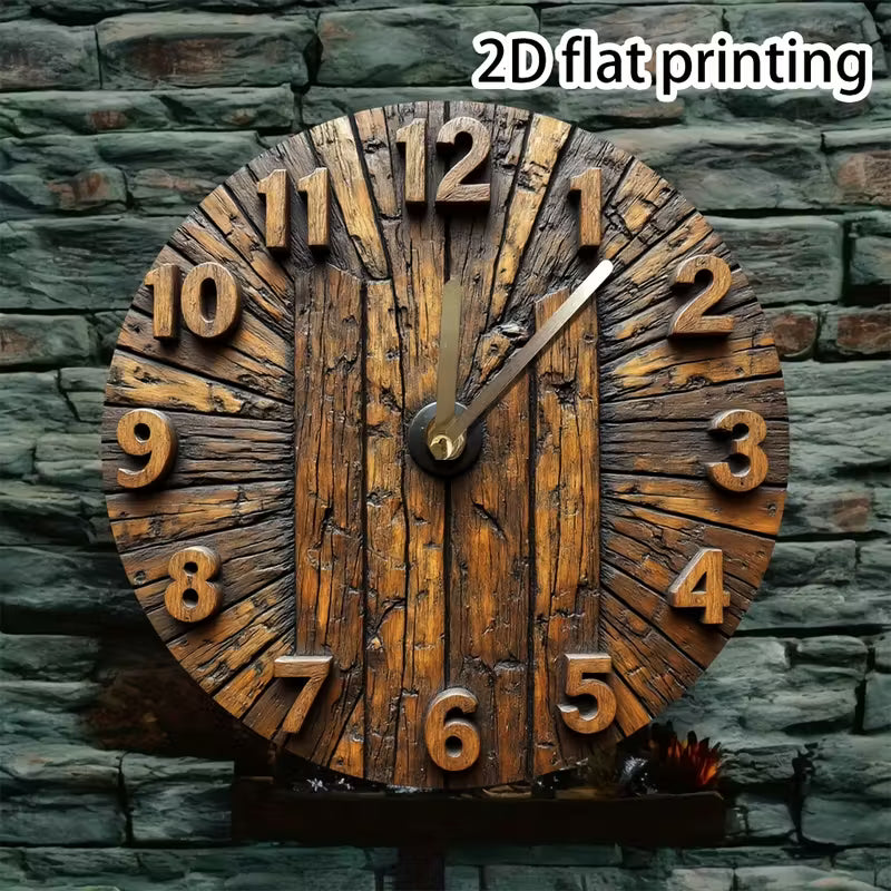 horloge bois éco style rustique pour cuisine