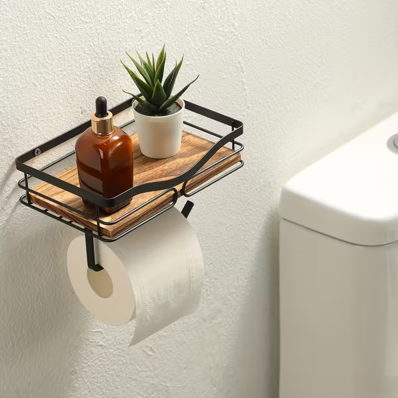 porte-rouleaux de papier toilette mural noir design moderne