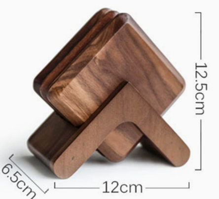 Ensemble de sous-verres en bois de noyer avec support de rangement