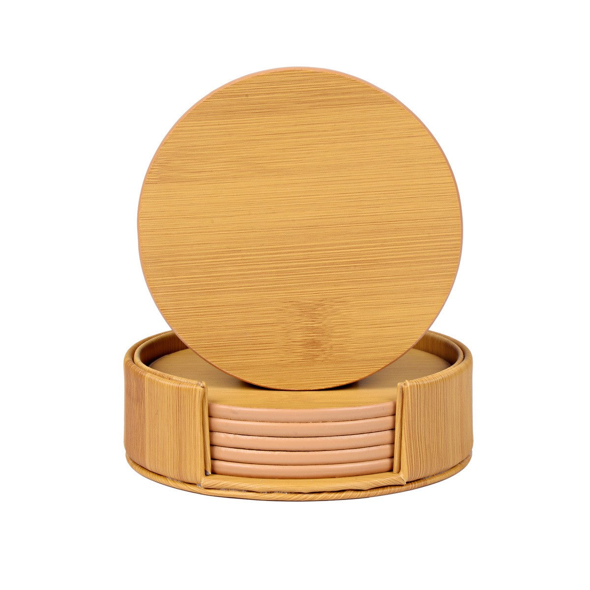 Sous-verres Ronds en Bambou avec Support