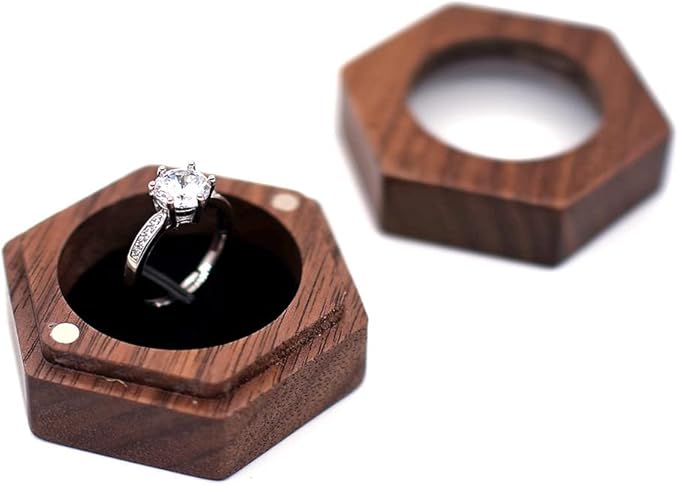 Boîte à Bagues en Bois Massif