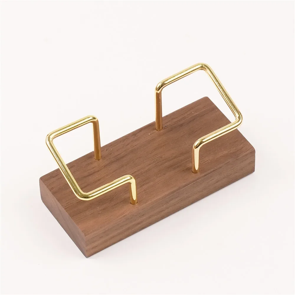 Porte-Cartes de Table en Bois & Métal Doré