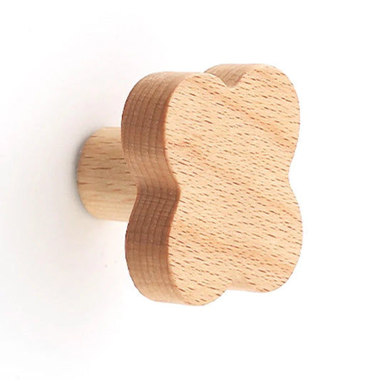 Poignées de Tiroir en Bois pour Enfants – Motif Fleur à Quatre Pétales