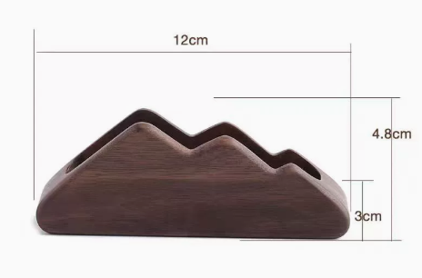 Présentoir de Cartes de Visite en Bois Massif – 3 Compartiments de Rangement