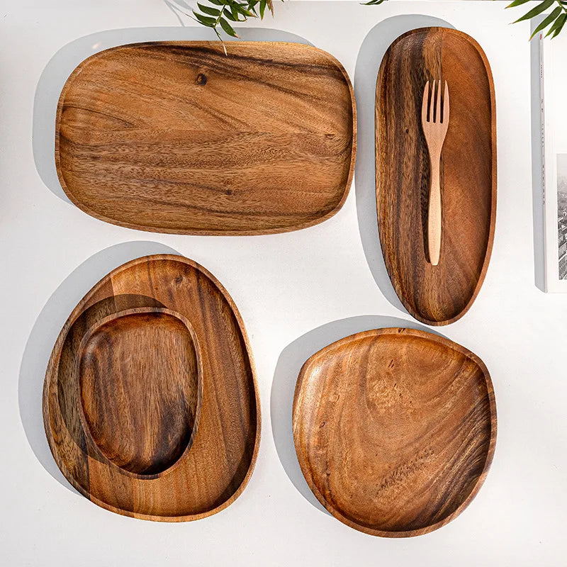 assiette en bois style japonais naturelle