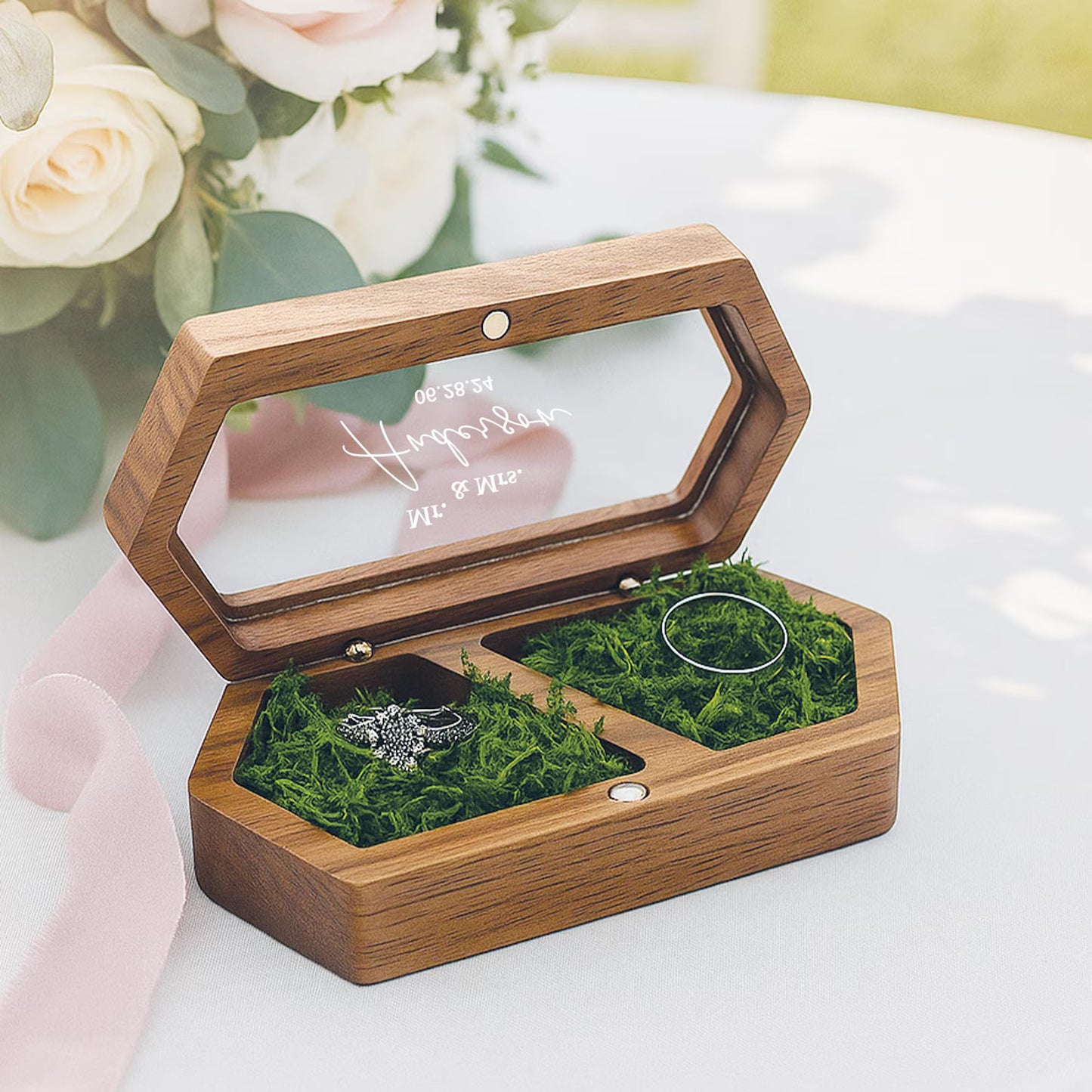 Boîte à bijoux en bois personnalisable avec couvercle transparent