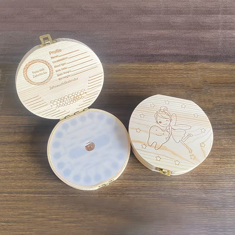 Boîte souvenir en bois pour dents et cheveux de bébé