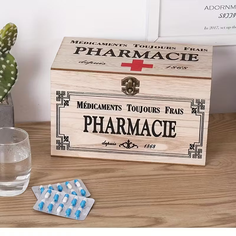 organisateur de premiers secours rétro en bois éco