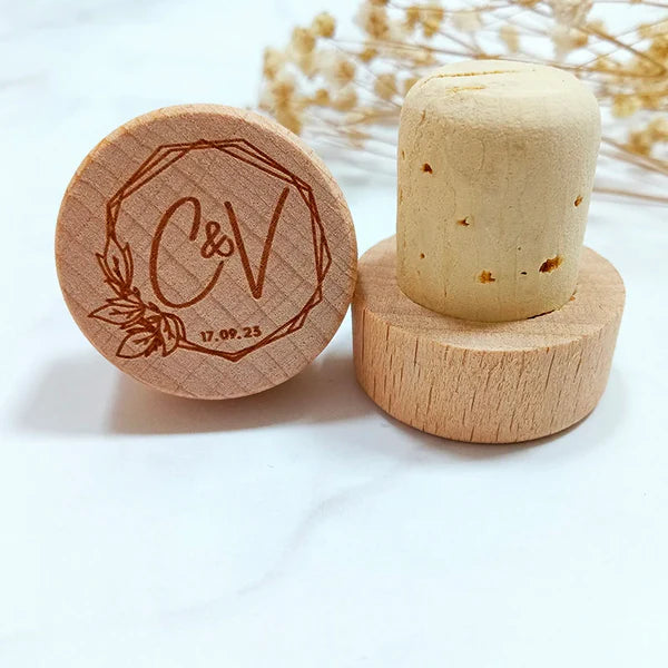 bouchon liège avec logo gravé pour bouteille de vin