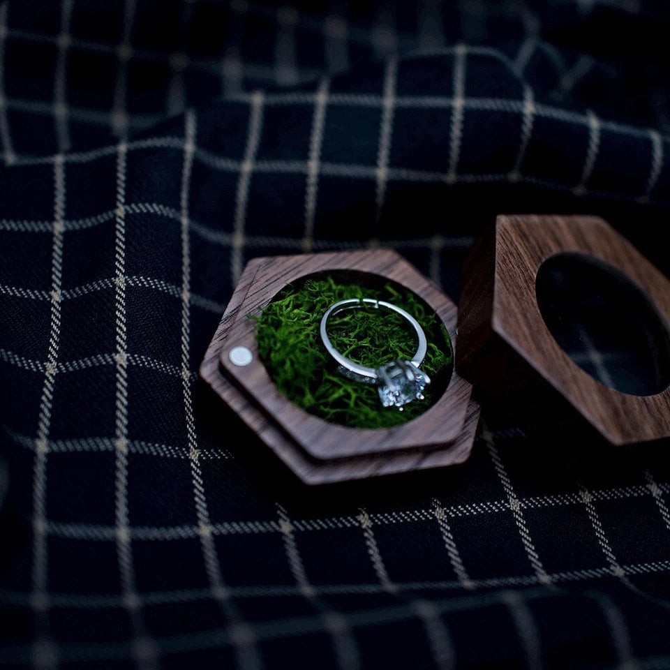 Coffret hexagonal en bois massif pour bijoux