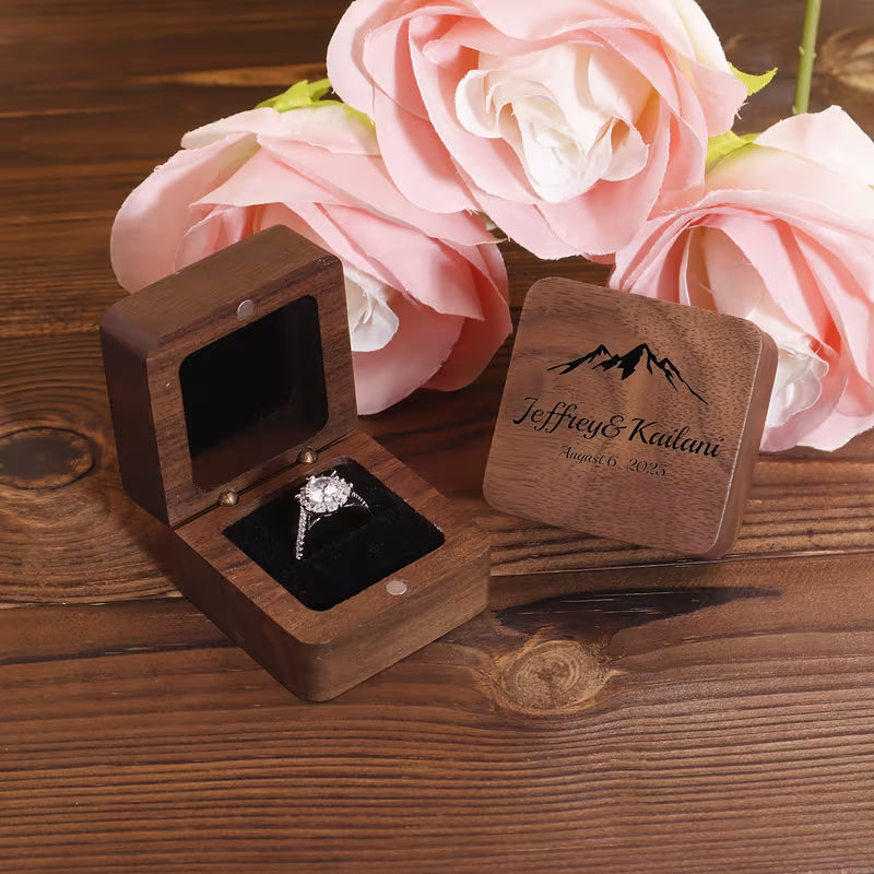 Coffret porte-bague en bois artisanal pour mariage