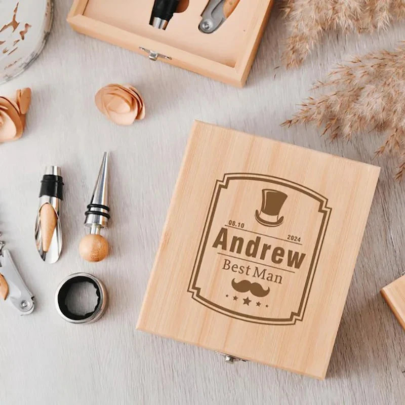 cadeau sommelier élégant en bois naturel