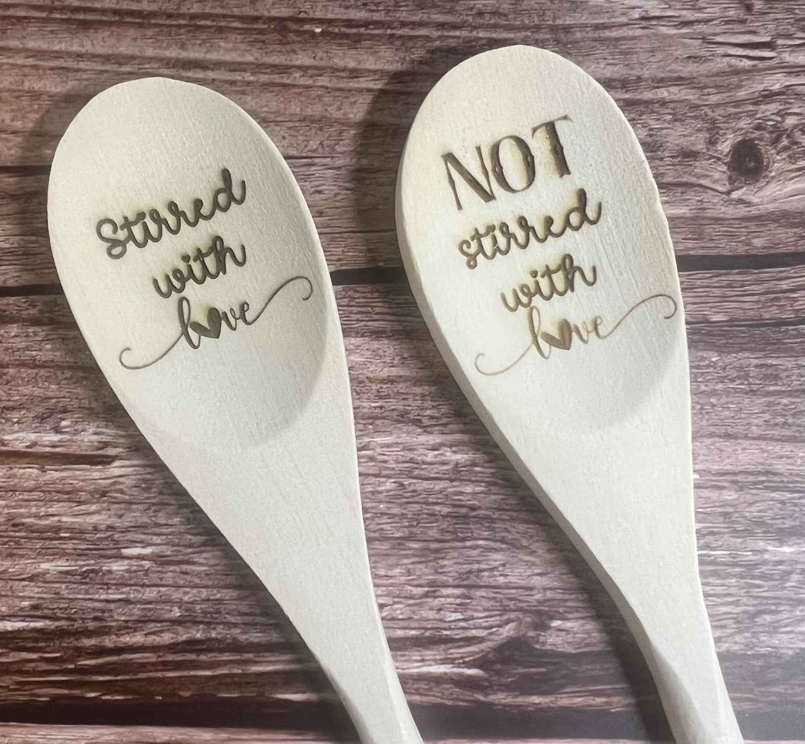 Cuillère en bois message Stirred With Love