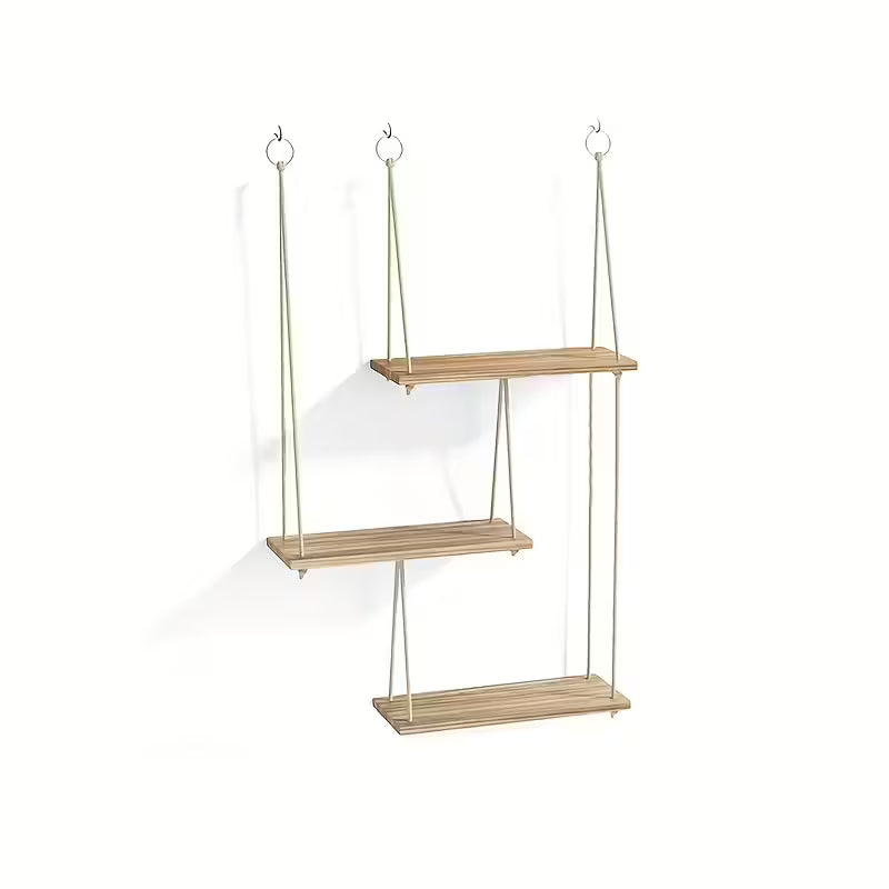 présentoir mural en bois naturel pour salon