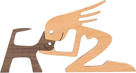 Figurine chiots et personnage sculptée à la main