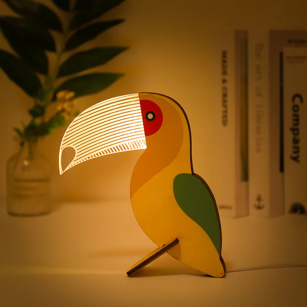 lampe veilleuse LED animaux en bois naturel