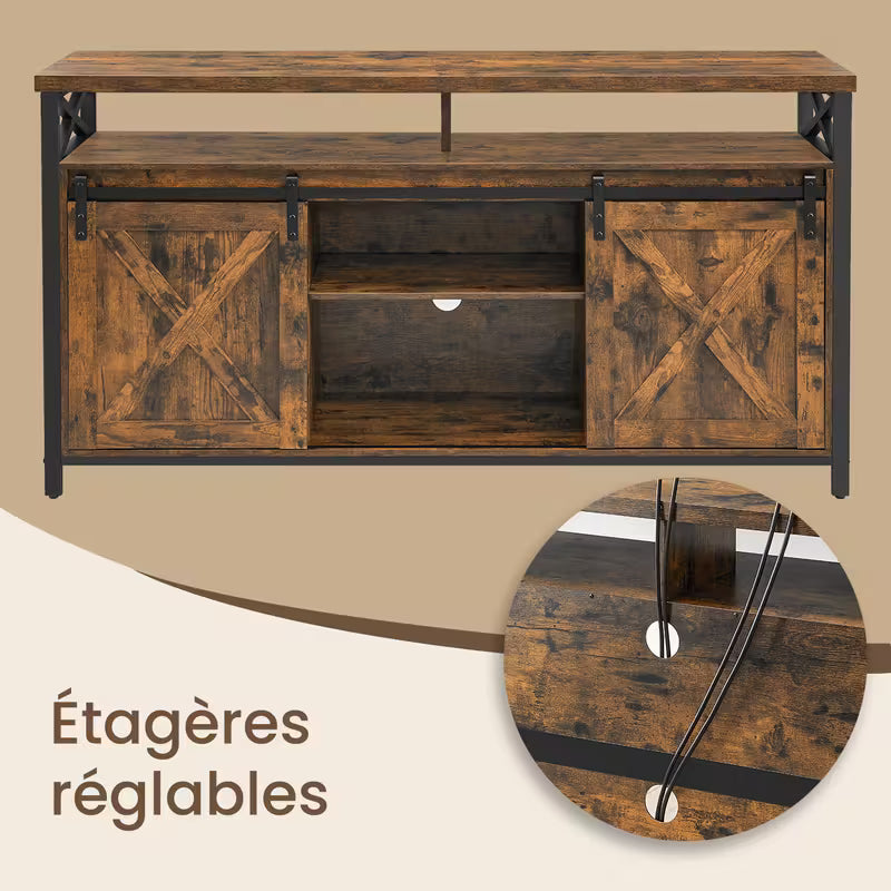 meuble télévision 65 pouces avec portes fermières