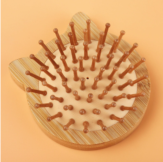 Mini brosse en bambou forme chat Pokinge