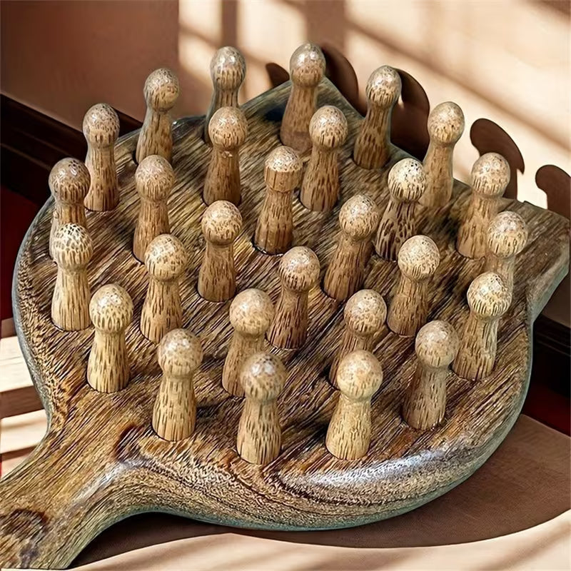 Peigne massage femme en bois avec picots arrondis