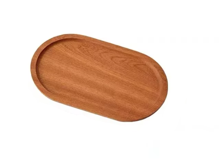 Plateau ovale en bois d’acacia brun