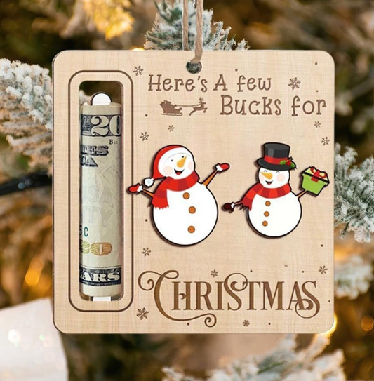 Porte-Monnaie de Noël en Bois – Modèle Bonhommes de Neige