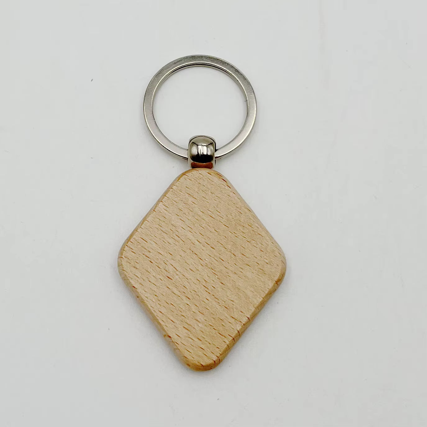 Porte-clés en bois fait main style losange