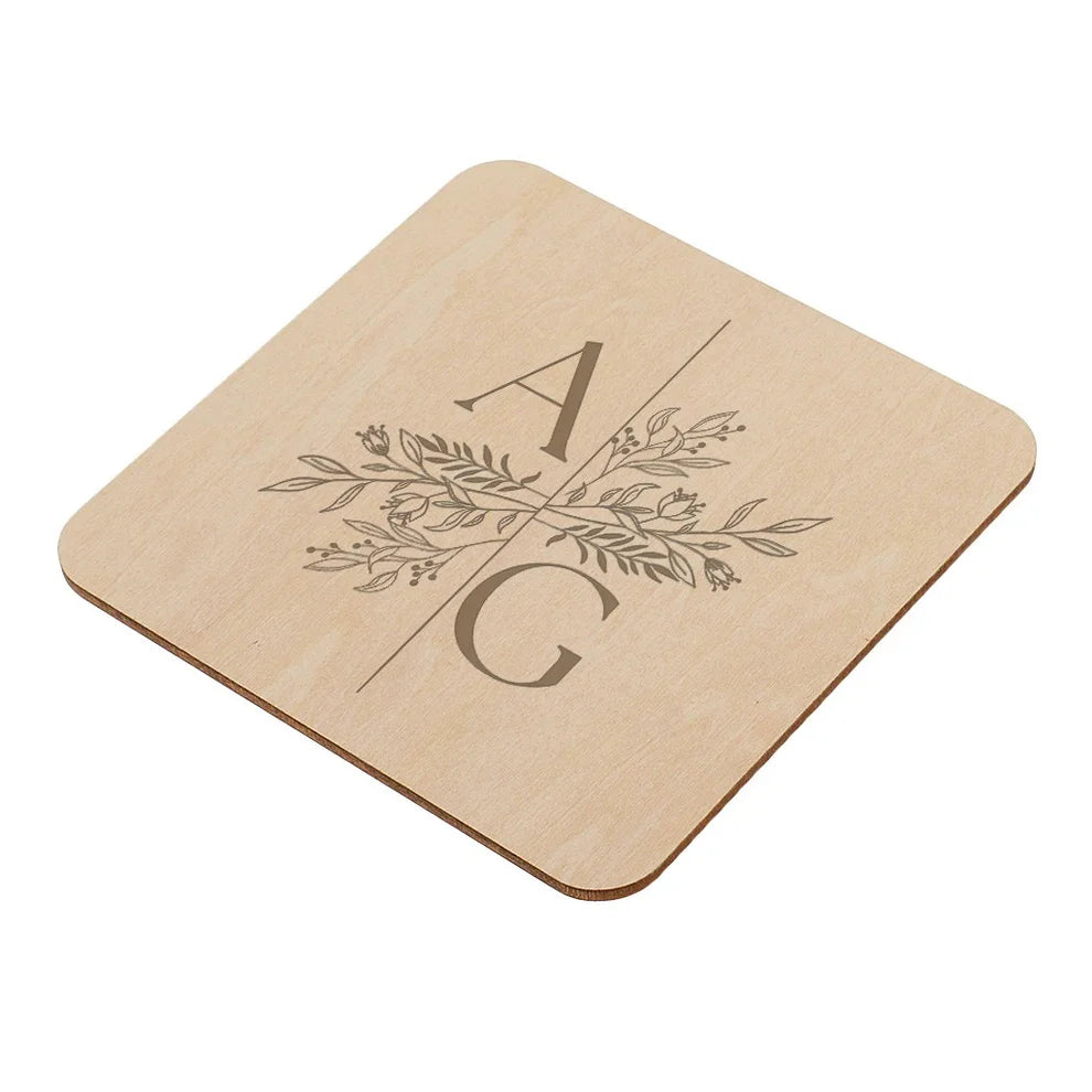 dessous de verre gravé logo en bois naturel