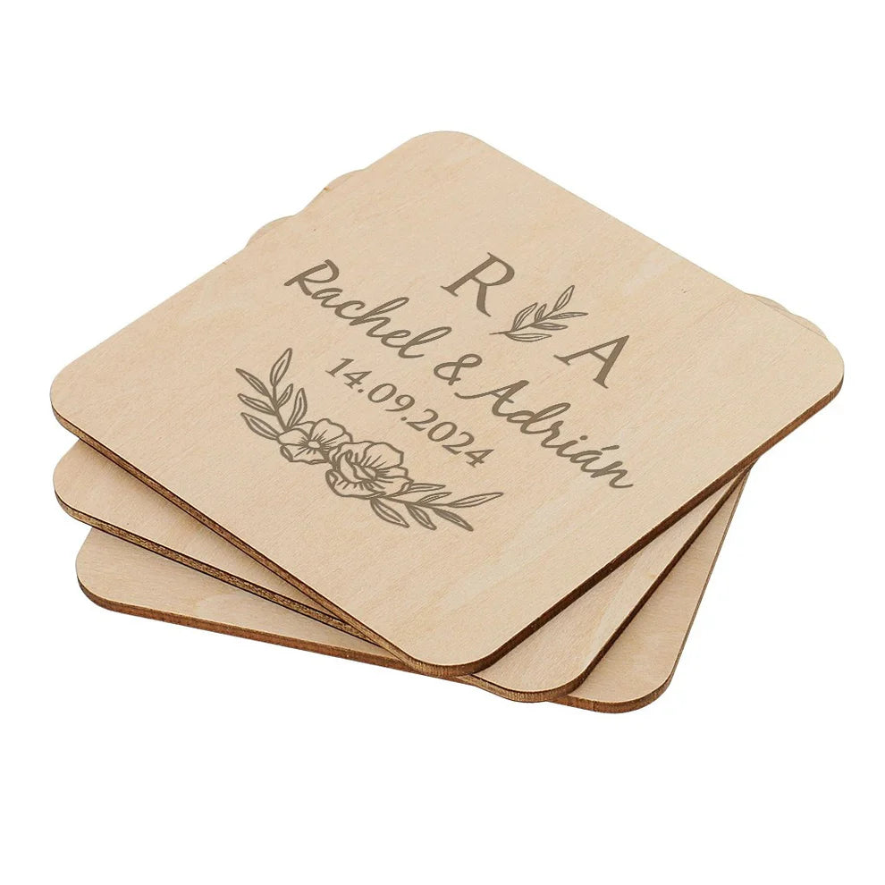 sous-verres ronds en bois gravure laser