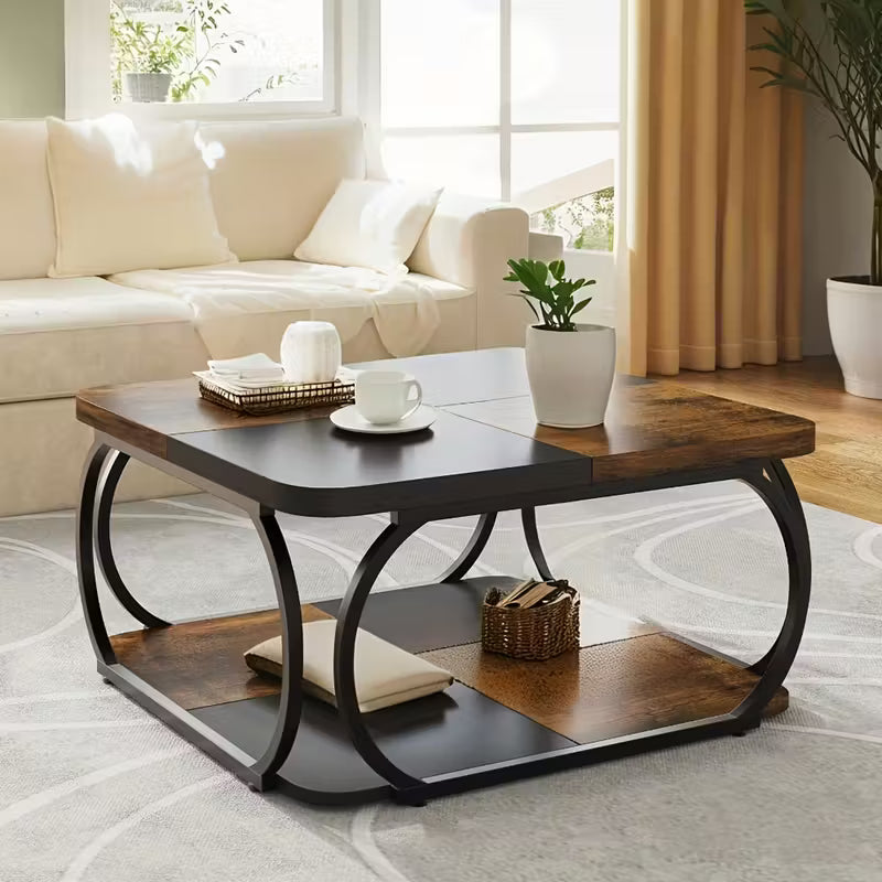 table de salon moderne à deux niveaux bois.eco