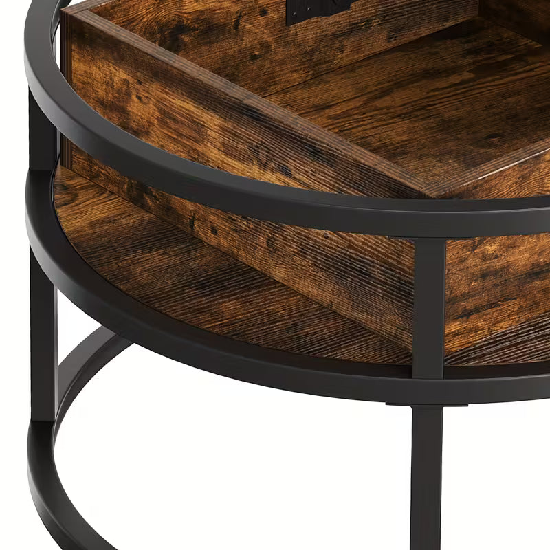 table d’appoint circulaire bois clair et structure noire