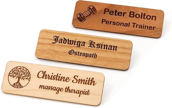 badge entreprise bois avec épingle