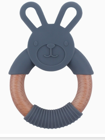 Anneau de dentition en silicone bleu foncé pour bébé