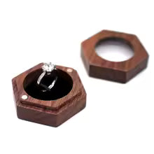 boîte à bague hexagonale en bois 0.05kg pour bijoux