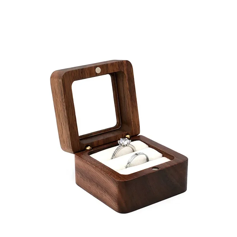 boîte à bagues bois noyer deux fentes