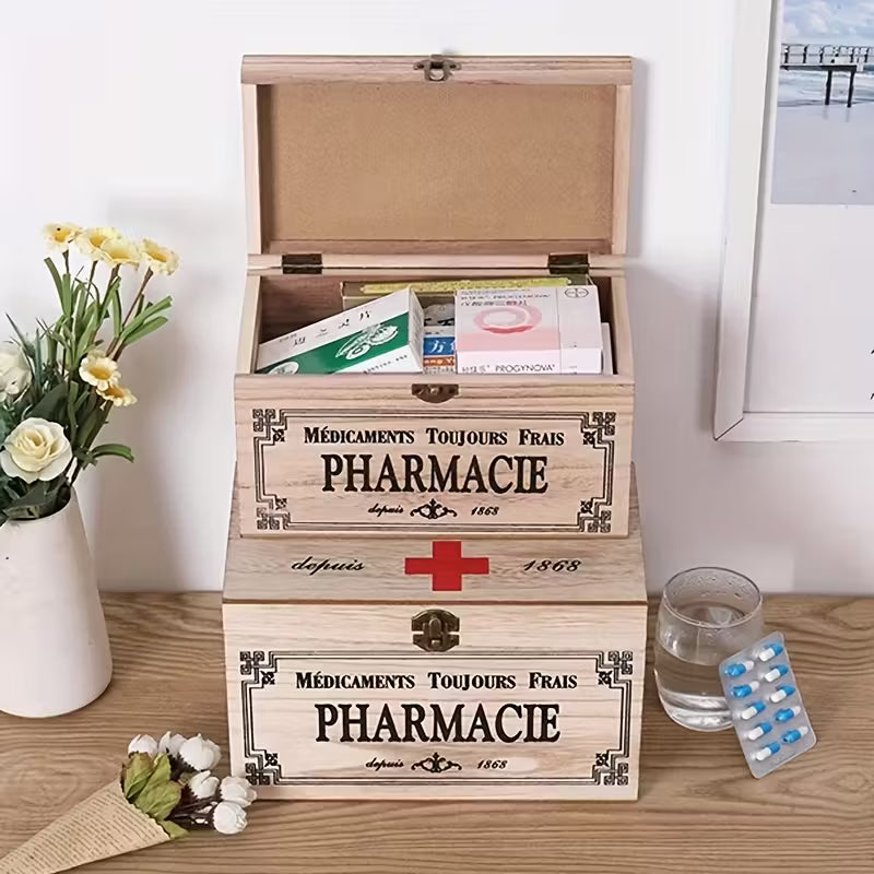 boîte à pharmacie décorative et durable en bois