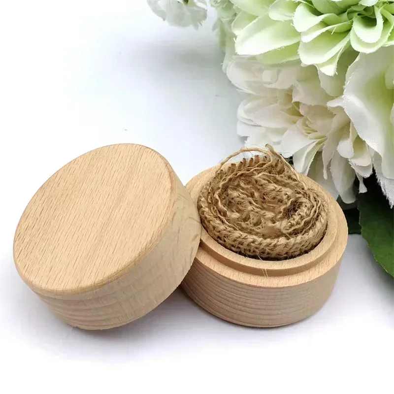 boîte ronde en bois de hêtre