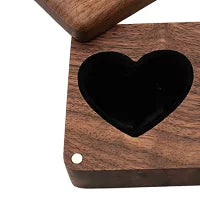 coffret bagues de mariage en bois velours noir 2 fentes cœur