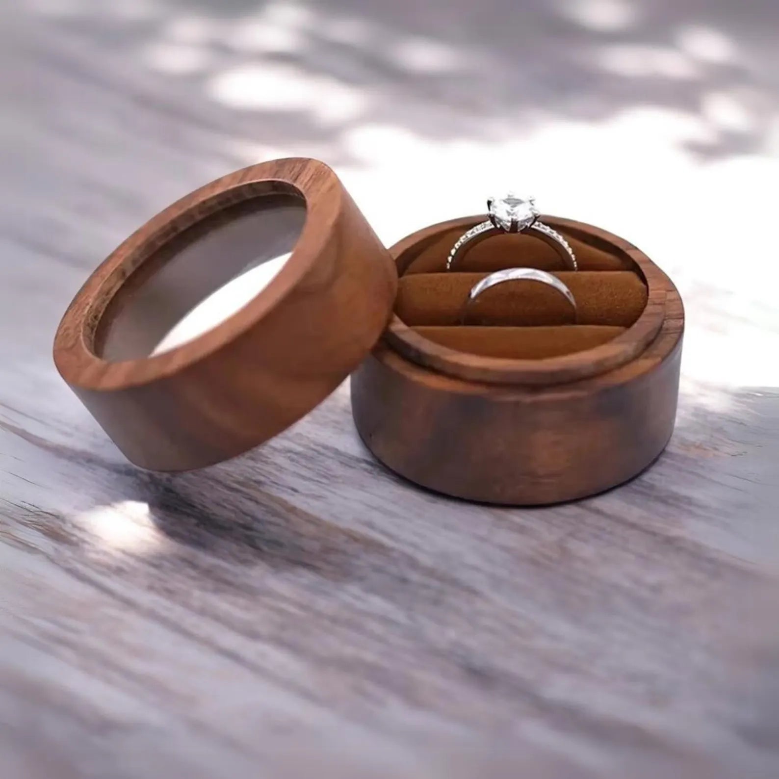 Écrin en bois personnalisé pour demande en mariage