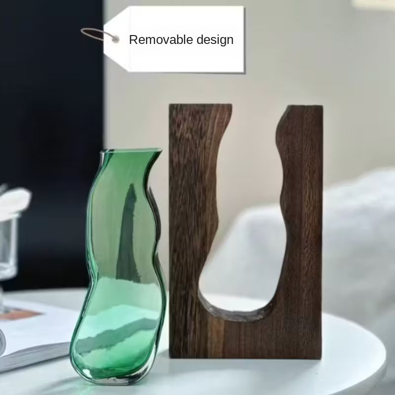 décoration d’intérieur élégante verre et bois naturel