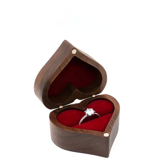 porte-bague en bois de noyer avec doublure velours pour protection de bijoux