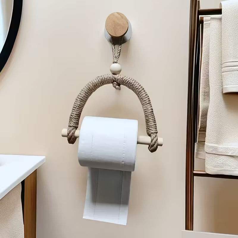 porte-papier toilette mural en bois naturel éco
