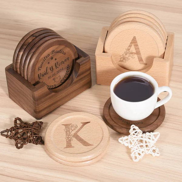 sous-verres en bois personnalisables gravure laser