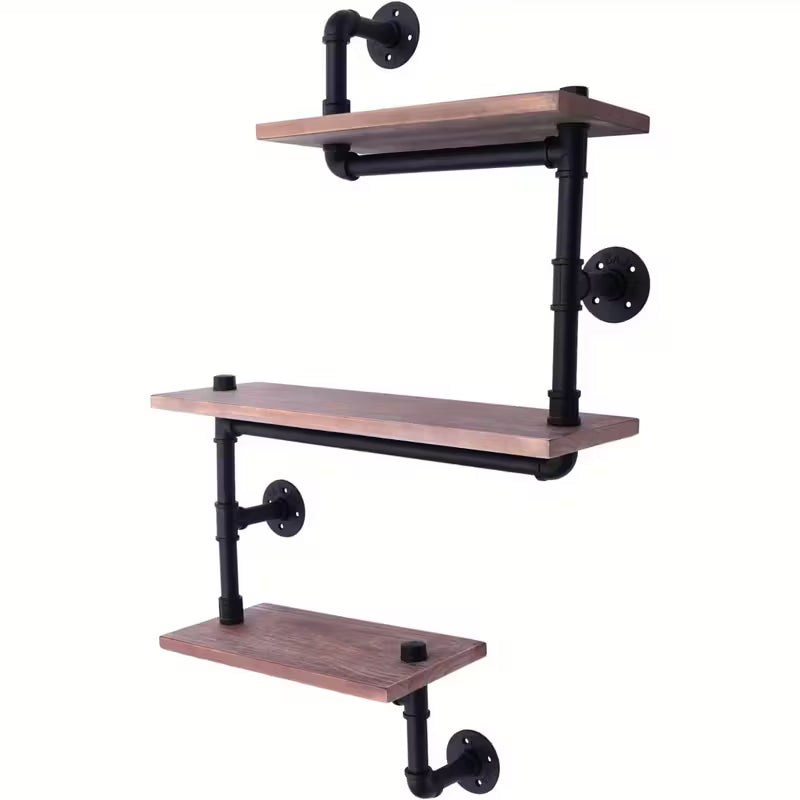 étagère flottante industrielle vintage en bois